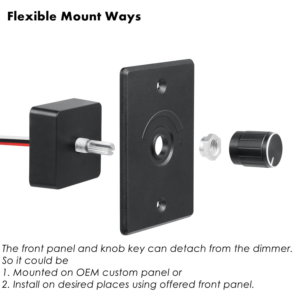 DC 12V 24V Dimmer LED 12 Volt PWM Light Dimmer Switch Adjustable Controller for Motorhome Boat Trailer Truck Van RV Lighting, Works with LED, Halogen, Incandescent, Strip Lights