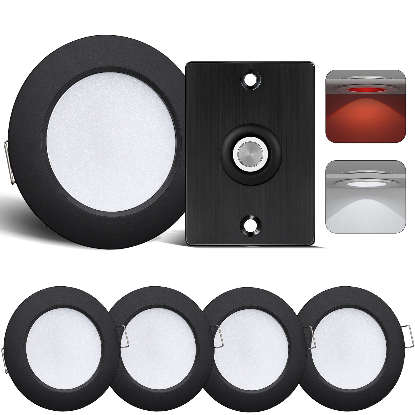 CamperXlite RV 3” Recessed Puck Light Kit, 12V Bi-color LED Downlight Full Aluminum for Boat Camper Van Trailer Motorhome, 3W CRI90+ Dual Color (12V Dimmer included)