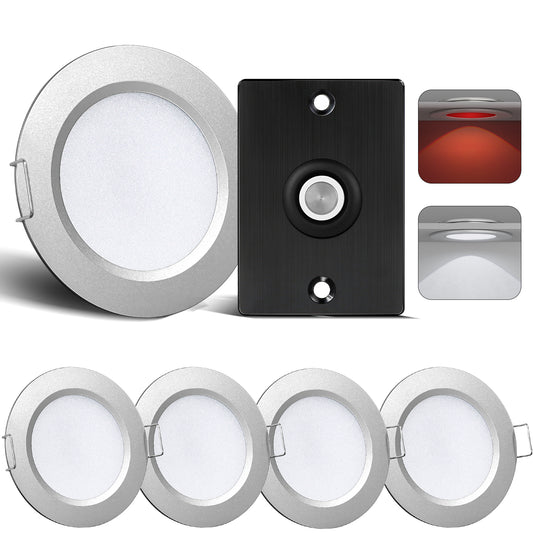 CamperXlite RV 3” Recessed Puck Light Kit, 12V Bi-color LED Downlight Full Aluminum for Boat Camper Van Trailer Motorhome, 3W CRI90+ Dual Color (12V Dimmer included)