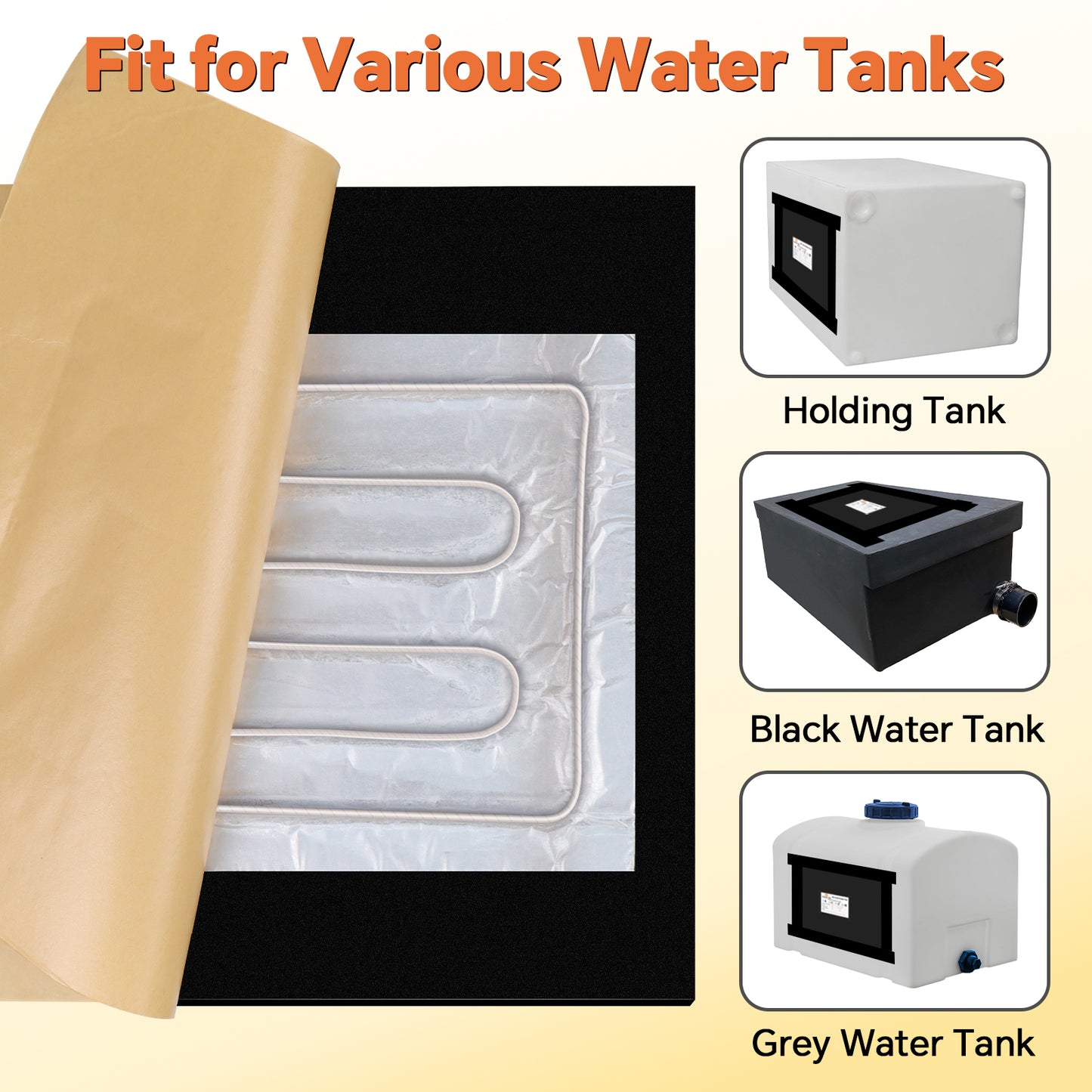 12" x 18" RV Tank Heater Pad with Automatic Thermostat, DC 12V Holding Tank Heater with Larger Heating Module Use with Up to 50 Gallons Fresh Water/Grey Water/Black Water Tank 2 Packs