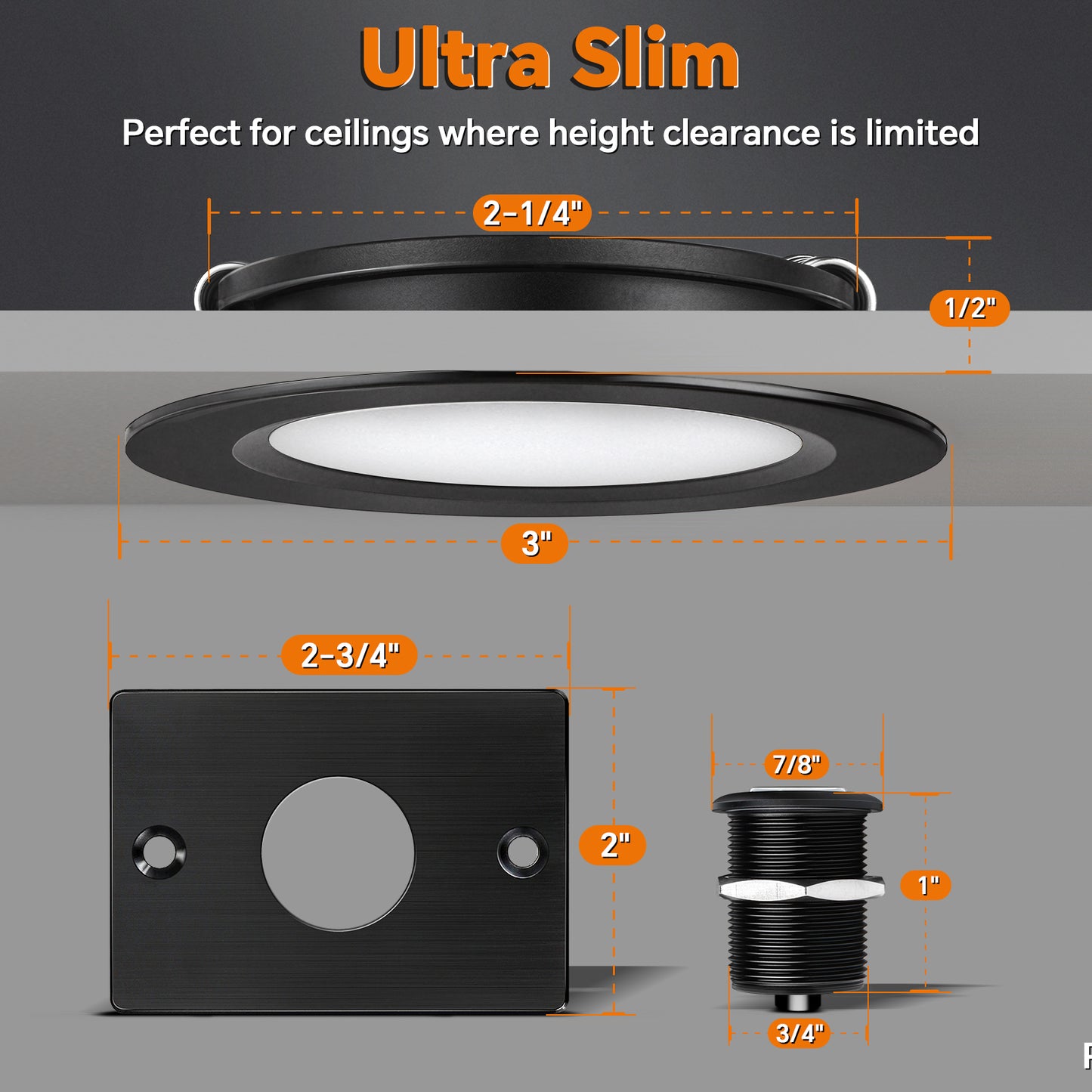 CamperXlite RV 3” Recessed Puck Light Kit, 12V Bi-color LED Downlight Full Aluminum for Boat Camper Van Trailer Motorhome, 3W CRI90+ Dual Color (12V Dimmer included)