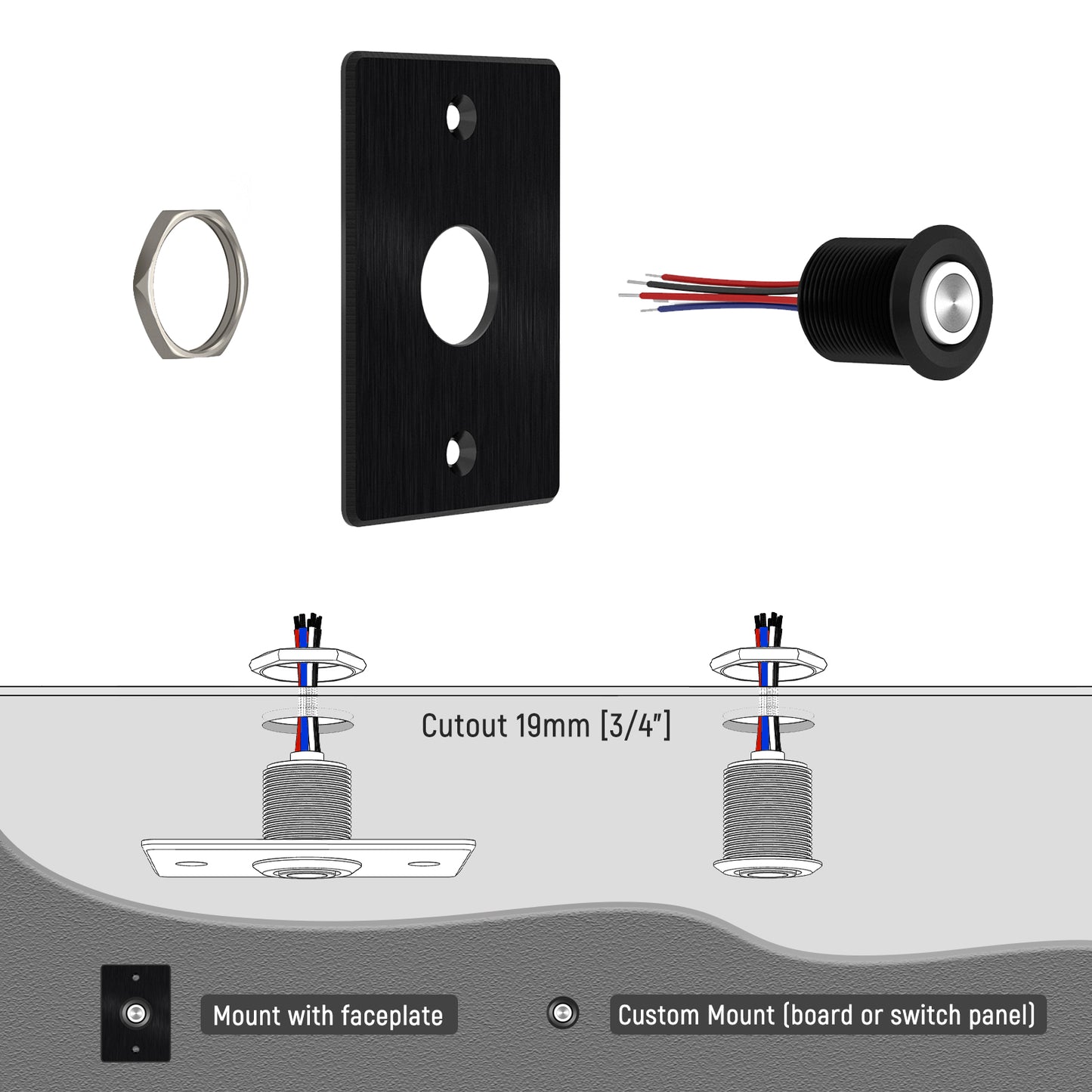 CamperXlite 12V Dual-mode PWM Dimmer, RV Boat Light Dimmer Switch Push Button Dimmer for Bi-color Light Fixture, Full Aluminum, DC12V, 6A(Work with 12V Bi-color LED Downlight )